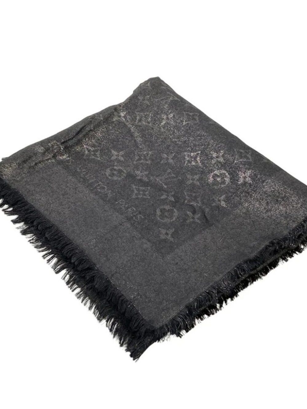 LOUIS VUITTON Black 402336 Scarf Silk Wool